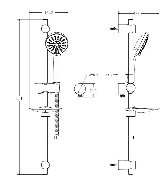 Posh Solus MK3 Single Rail Shower 3 Functions 5