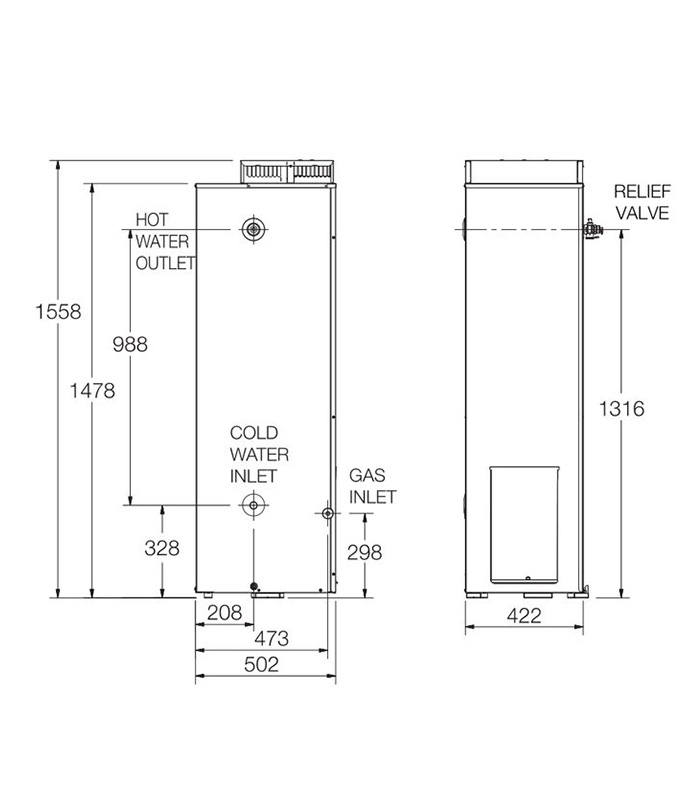 Rheem 4 Star 135L Natural Gas Hot Water System 2