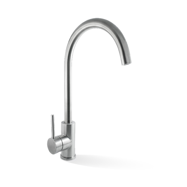 Elle Project stainless steel sink mixer with tall gooseneck spout