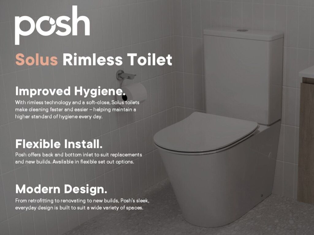 Feature overview of the Posh Solus rimless toilet