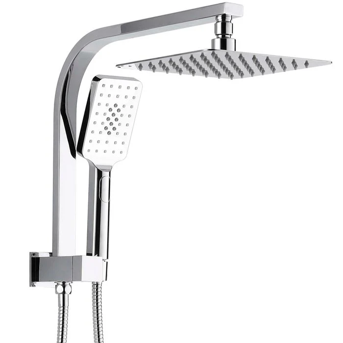 TTSS square twin shower with overhead and hand shower in chrome
